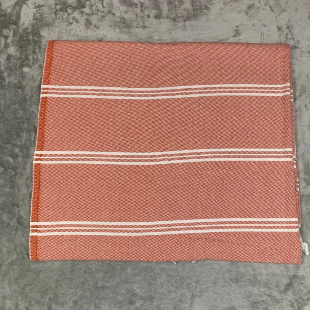 Loomed NOLA Organic Cotton Turkish Towel Peshtemal Terracotta Orange Stripe Boho